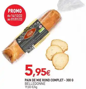 naturéO Pain de mie rond complet belle donne - 300 g offre