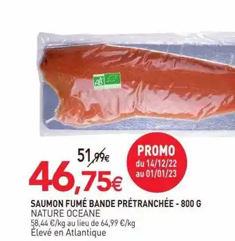 Saumon fumé bande prétranchée nature océane - 800 g