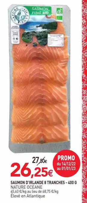 naturéO Saumon d'irlande 8 tranches nature océane - 400 g offre