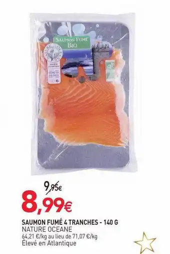 naturéO Saumon fumé 4 tranches nature océane - 140 g offre