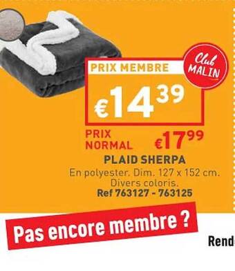Trafic Plaid sherpa offre