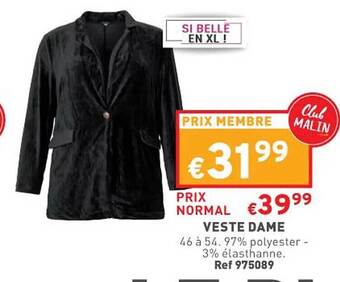 Trafic Veste dame offre