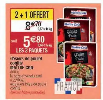 Migros Gésiers de poulet confits maître coq offre