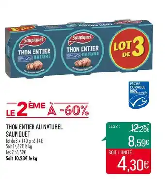 Match Thon Entier Au Naturel Saupiquet offre