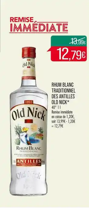 Match Rhum Blanc Traditionnel Des Antilles Old Nick offre