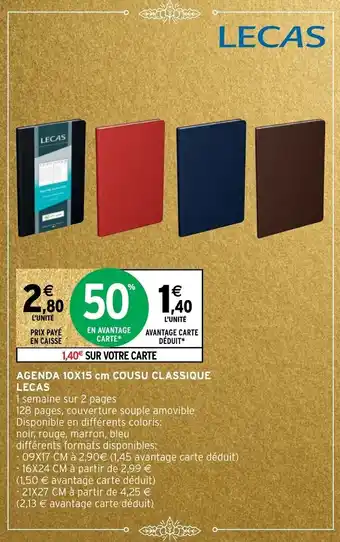 Intermarché Agenda 10x15 cm cousu classique lecas offre