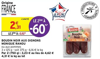 Intermarché Boudin noir aux oignons monique RANOU offre