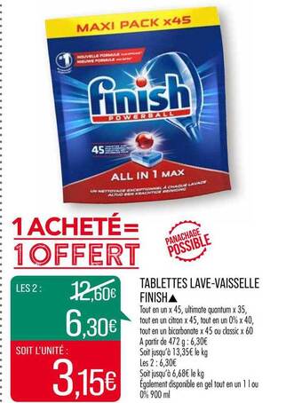 Match Tablettes Lave-vaisselle Finish offre