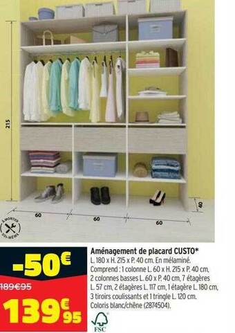 Bricorama Aménagement de placard custo offre