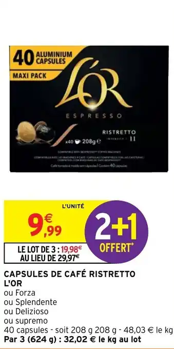 Intermarché Capsules de café ristretto L'OR offre