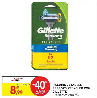 Rasoirs jetables senseo3 recycled 2X6 GILLETTE