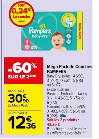 Carrefour Market Mega Pack de Couches Pampers offre