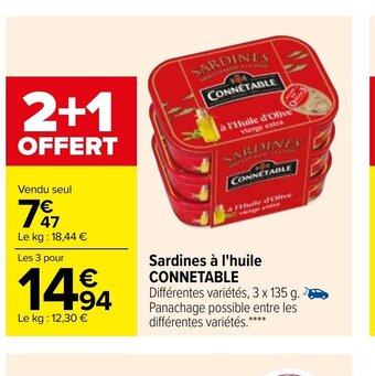 Carrefour Sardines a l'Huile Connetable offre