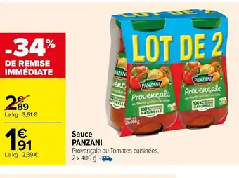 Carrefour Sauce Panzani offre