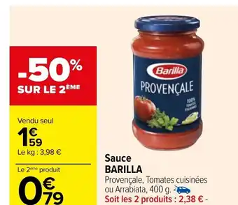Carrefour Sauce Barilla offre