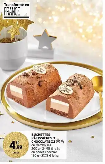 Bûchettes pâtissières 3 chocolats x2