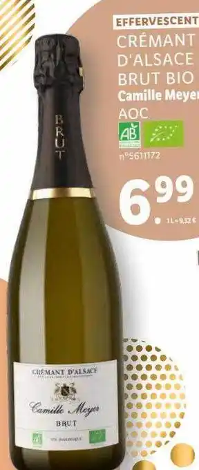 Lidl Effervescent crémant d'alsace brut bio camille meyer aoc offre