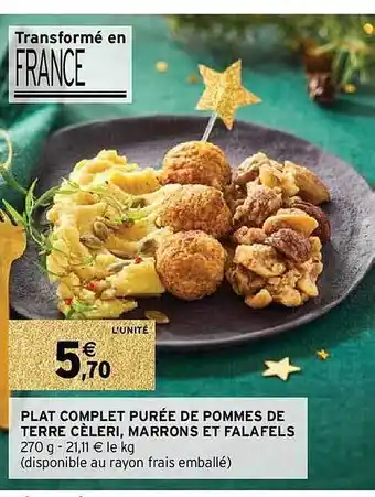 Intermarché Plat complet purée de pommes de terre céleri, marrons et falafels offre