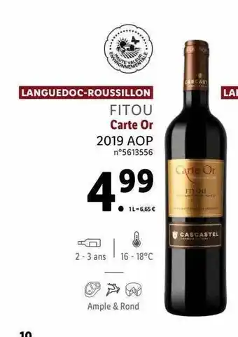 Lidl Languedoc-roussillon fitou carte or 2019 aop offre