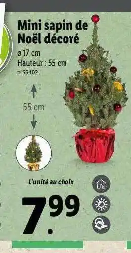 Lidl Mini sapin de noël décoré offre