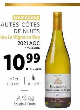 Lidl Bourgogne hautes-côtes de nuits domaine la vigne au roy 2021 aoc offre