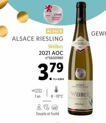 Lidl Alsace riesling weiber 2021 aoc offre