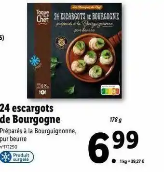 Lidl 24 escargots de bourgogne toque du chef offre
