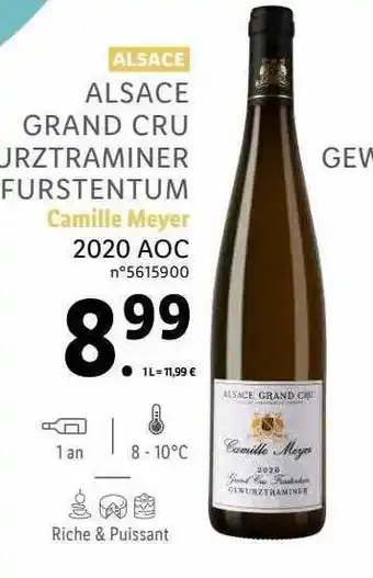 Lidl Alsace grand cru gewurztraminer furstentum camille meyer 2020 aoc offre