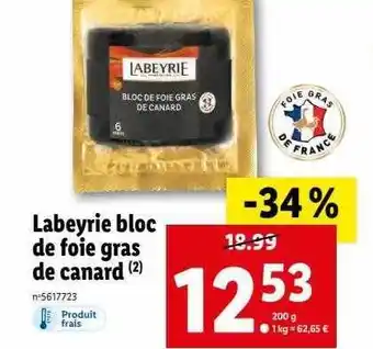 Lidl Labeyrie bloc de foie gras de canard offre
