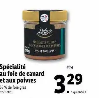 Lidl Spécialité au foie de canard et aux poivres deluxe offre