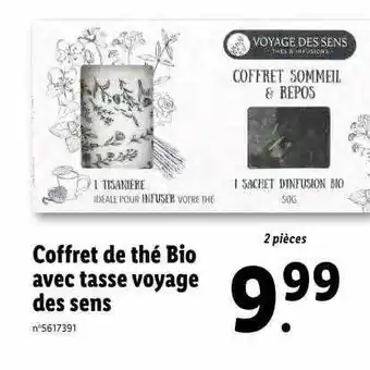 Lidl Coffret de thé bio avec tasse voyage des sens offre