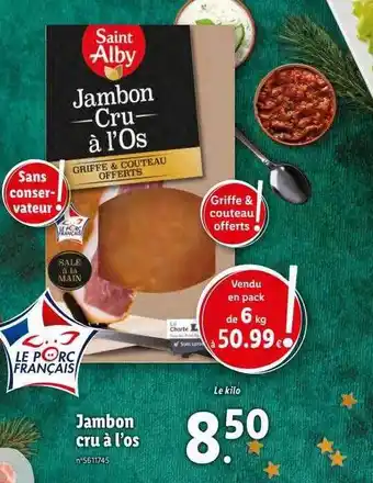 Lidl Jambon cru à l'os saint alby offre