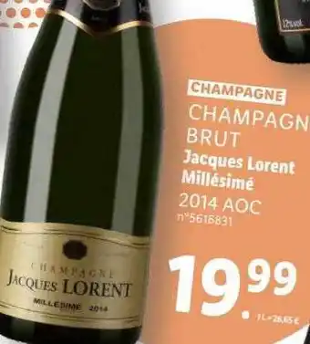 Lidl Champagne brut jacques lorent millésimé 2014 aoc offre