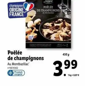 Lidl Poêlée de champignons deluxe offre