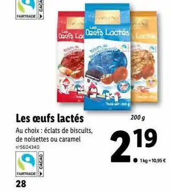 Lidl Les œufs lactés favorina offre