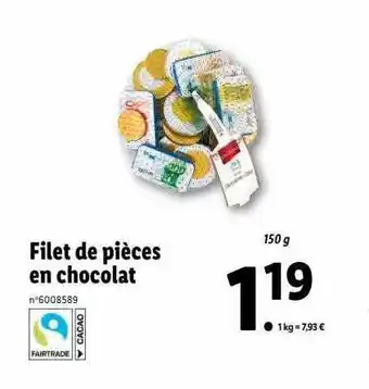 Lidl Filet de pièces en chocolat offre
