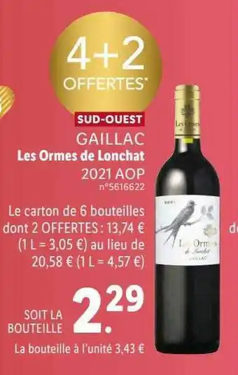 Lidl Sud-ouest gaillac les ormes de lonchat 2021 aop offre