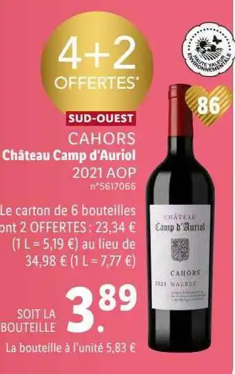 Lidl Sud-ouest cahors château camp d'auriol 2021 aop offre