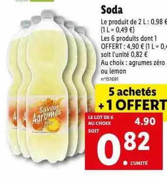Lidl Soda saveur agrumes offre