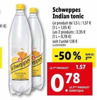 Lidl Schweppes indian tonic offre