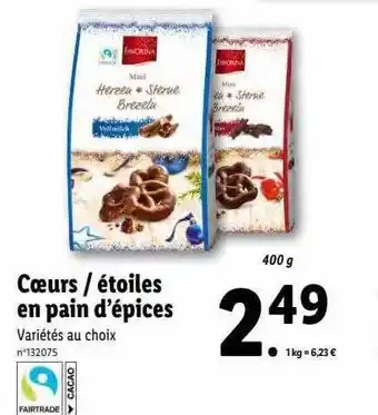 Lidl Cœurs-étoiles en pain d'épices favorina offre