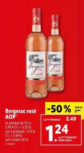 Lidl Bergerac rosé aop offre