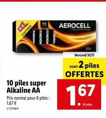 Lidl 10 piles super alkaline aa offre