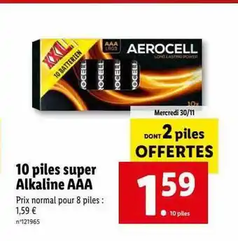 Lidl 10 piles super alkaline aaa offre