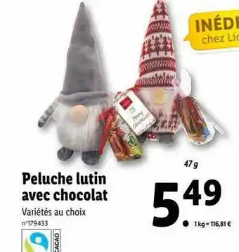 Lidl Peluche lutin avec chocolat offre
