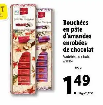 Lidl Bouchées en pâte d'amandes enrobées de chocolat favorina offre