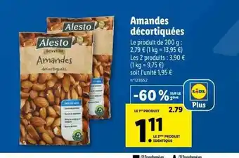 Lidl Amandes décortiquées alesto offre