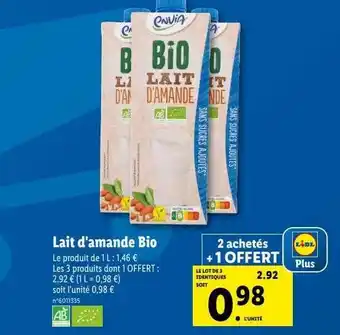 Lidl Lait d'amande bio envia offre
