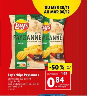 Lidl Lay's chips paysannes offre
