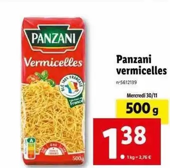 Lidl Panzani vermicelles offre